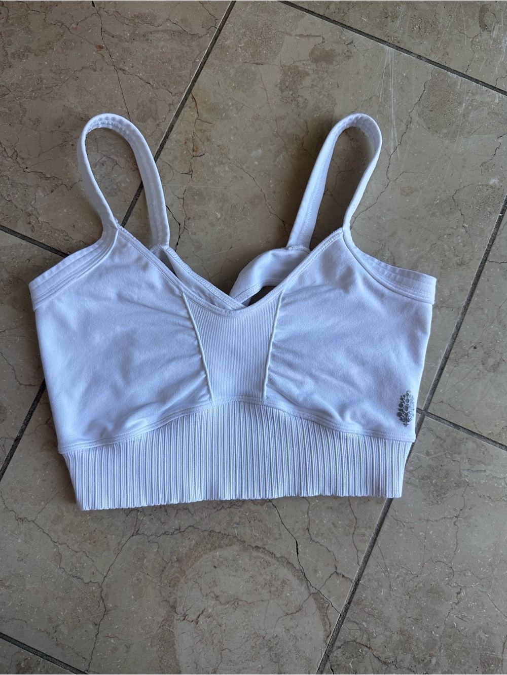 FP Movement by Free People White Ribbed Seamless Sports Bralette M/L